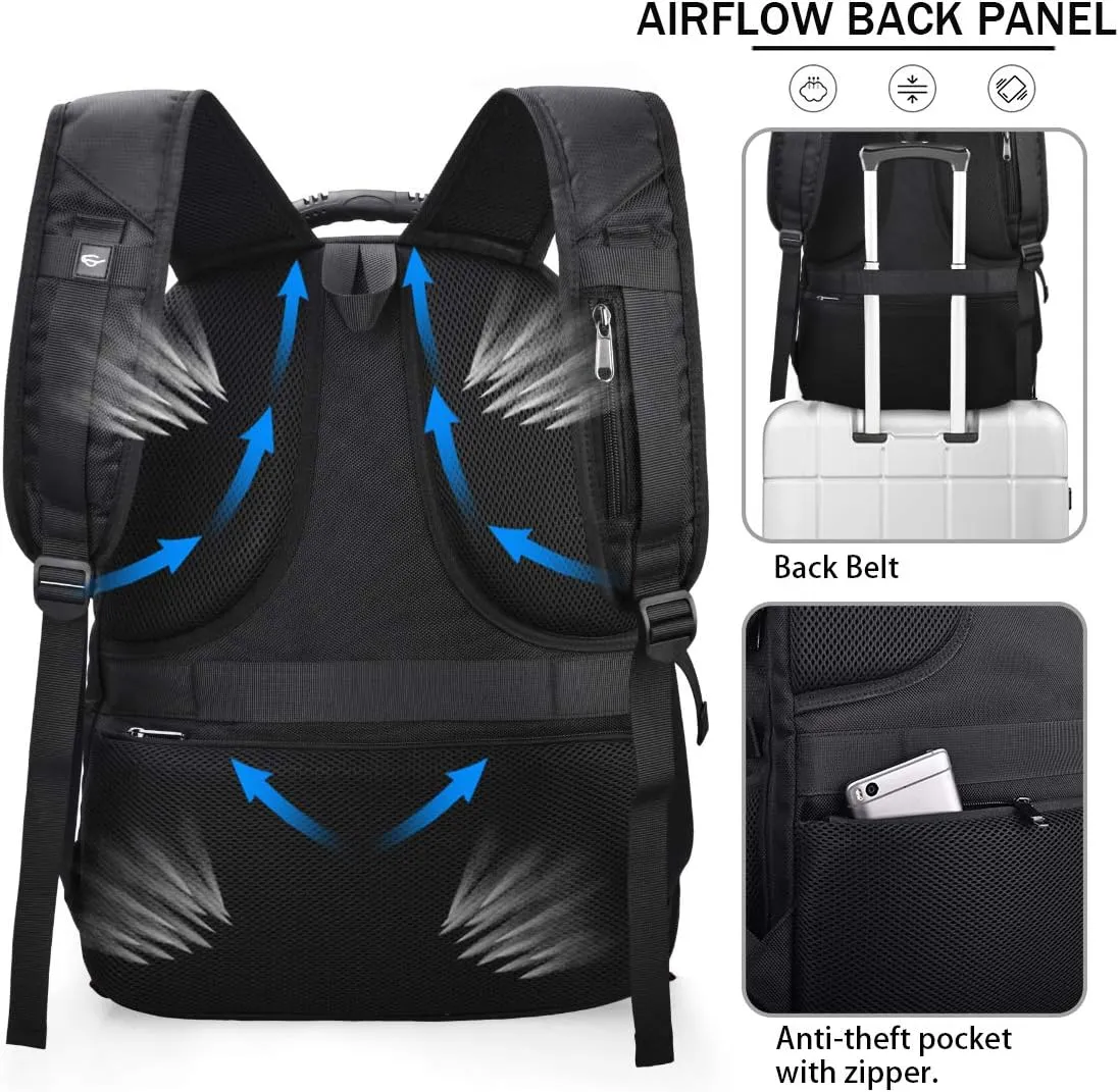 NUBILY Laptop Backpack 17 Inch Waterproof Extra Large TSA Travel Backpack Anti Theft College Business Mens Backpacks with USB Charging Port 17.3 Gaming Computer Backpack for Women Men Red 45 L