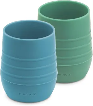 NumNum Cup for Ages 4  months - 2oz Non-Slip & Easy To Grip Training Cups, Perfect for Drinking & Self Feeding Skills, 2 Cups, Blue/Glacier Green
