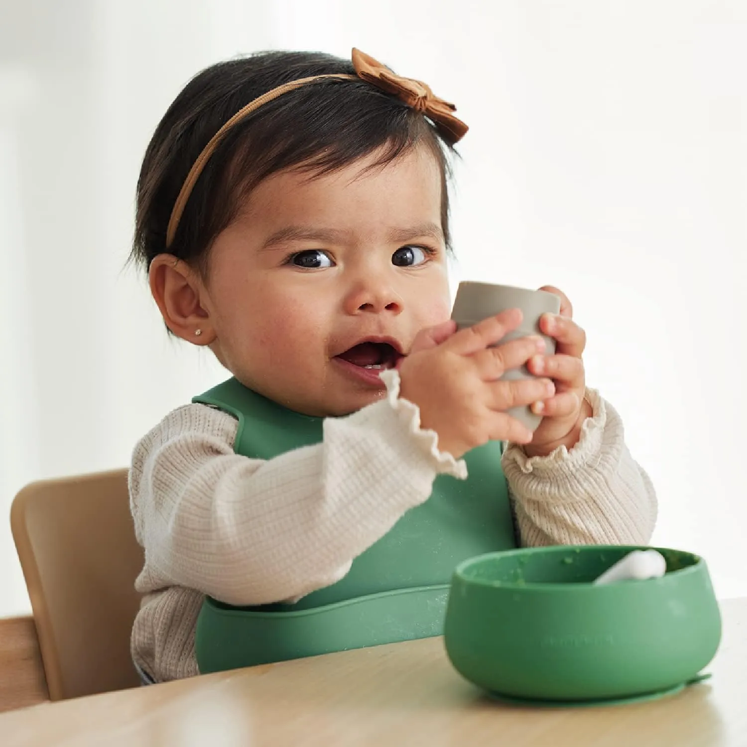 NumNum Cup for Ages 4  months - 2oz Non-Slip & Easy To Grip Training Cups, Perfect for Drinking & Self Feeding Skills, 2 Cups, Blue/Glacier Green