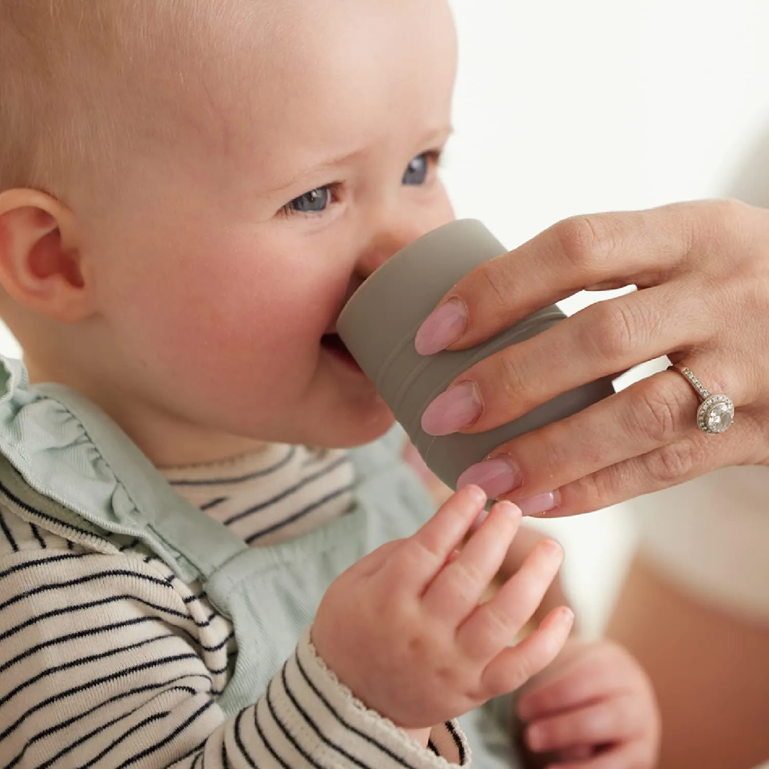 NumNum Cup for Ages 4  months - 2oz Non-Slip & Easy To Grip Training Cups, Perfect for Drinking & Self Feeding Skills, 2 Cups, Blue/Glacier Green