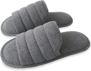 ofoot Mens Cotton Open Toe House Flat Slippers,Male Breathable Summer Indoor Slides, Memory Foam Anti Slip Sole