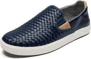 OLUKAI Lae'ahi Lauhala Men's Woven Leather Shoes, Versatile Everyday Leather Sneakers, Easy Slip On Design, All-Day Wear & Comfort