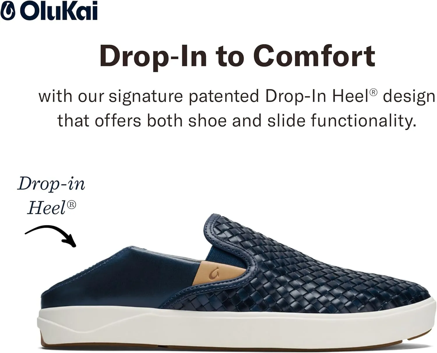 OLUKAI Lae'ahi Lauhala Men's Woven Leather Shoes, Versatile Everyday Leather Sneakers, Easy Slip On Design, All-Day Wear & Comfort