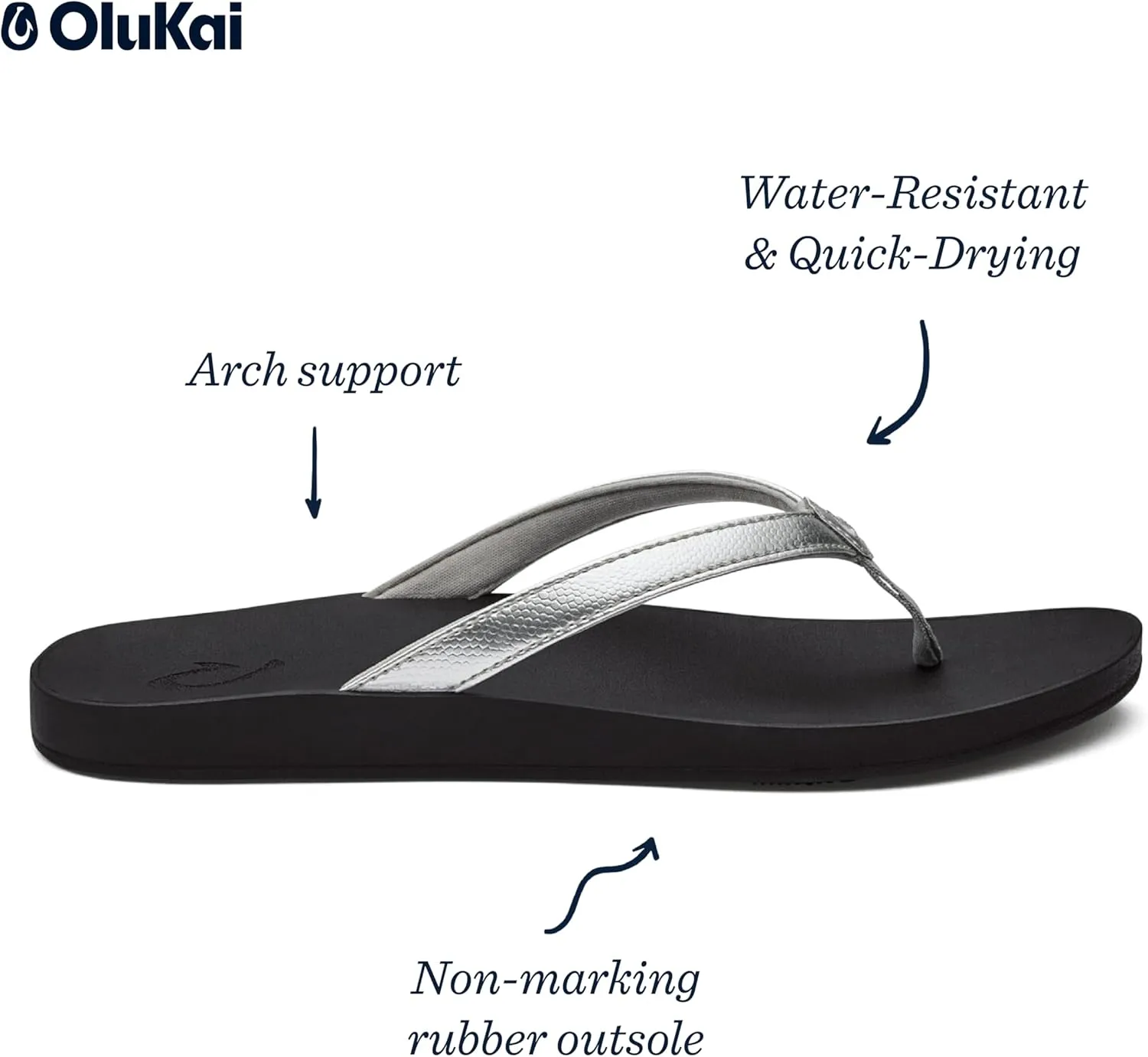 OLUKAI Puawe Women's Beach Sandal, Water-Friendly Flip-Flop Slides, All-Day Wear & Ultra-Soft Comfort Fit