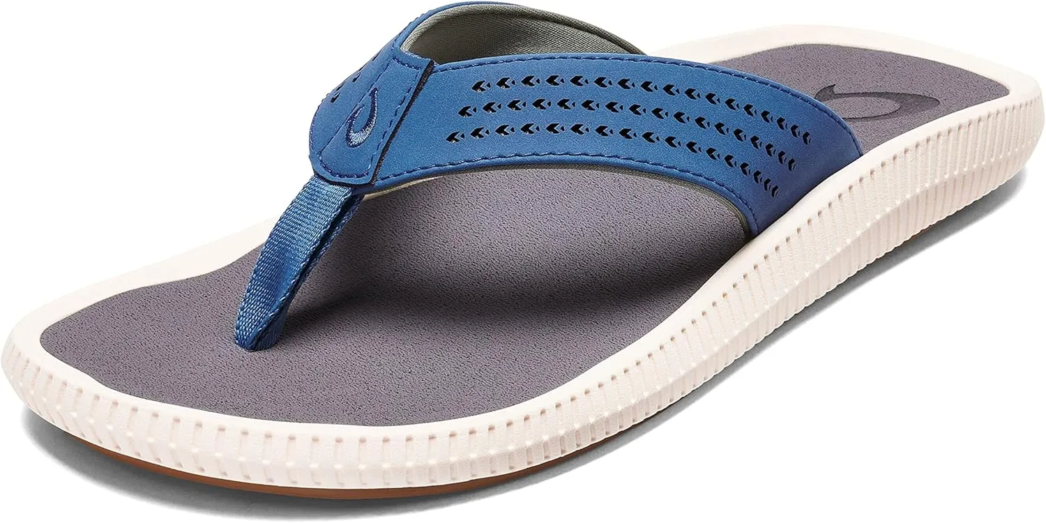 OLUKAI Ulele Men's Beach Sandals, Water Resistant Flip Flops, Arch Support & Comfort Fit, Lightweight & Durable, Enhanced Grip & Traction