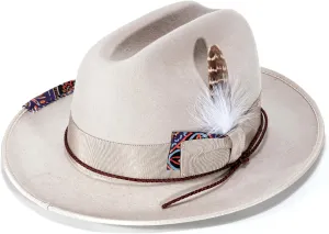 Open Road Hat Fedora Hat Pure Wool Felt Hat Vintage Rancher Hat Airway Vented Panama Hats for Men Women