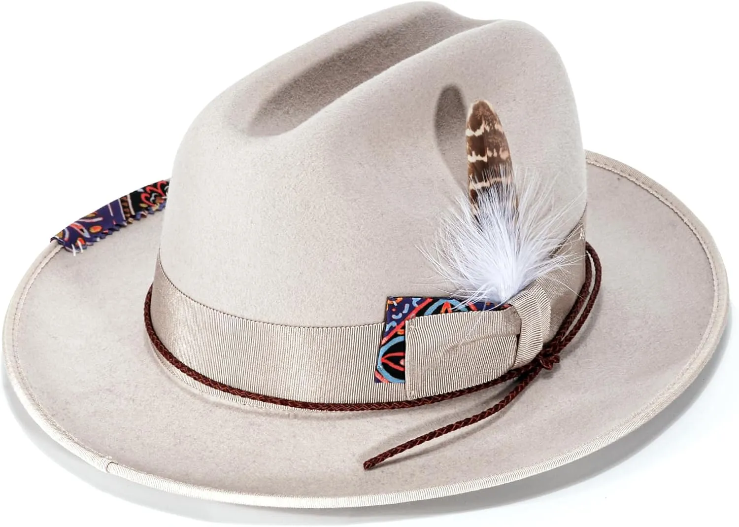 Open Road Hat Fedora Hat Pure Wool Felt Hat Vintage Rancher Hat Airway Vented Panama Hats for Men Women