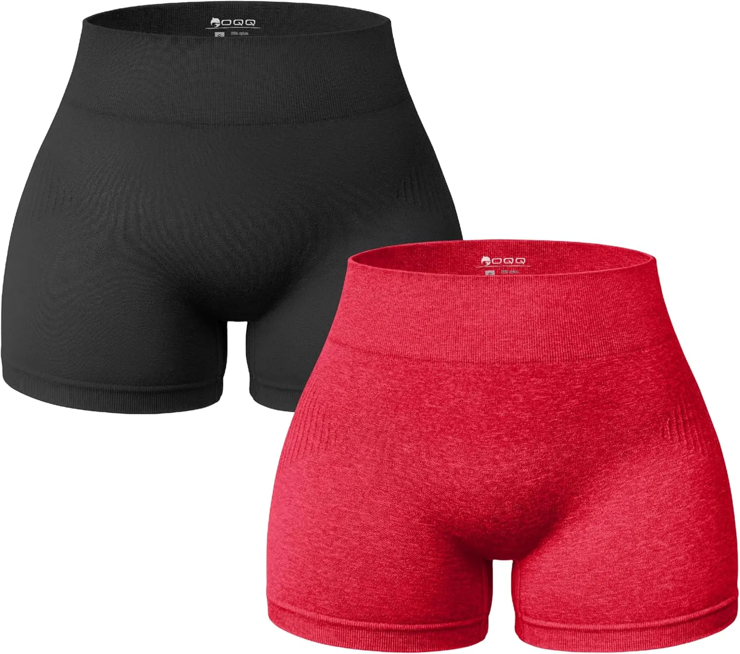OQQ Women 2 Piece Shorts Butt Lifting High Waist Tummy Control Yoga Athletic Workout Shorts