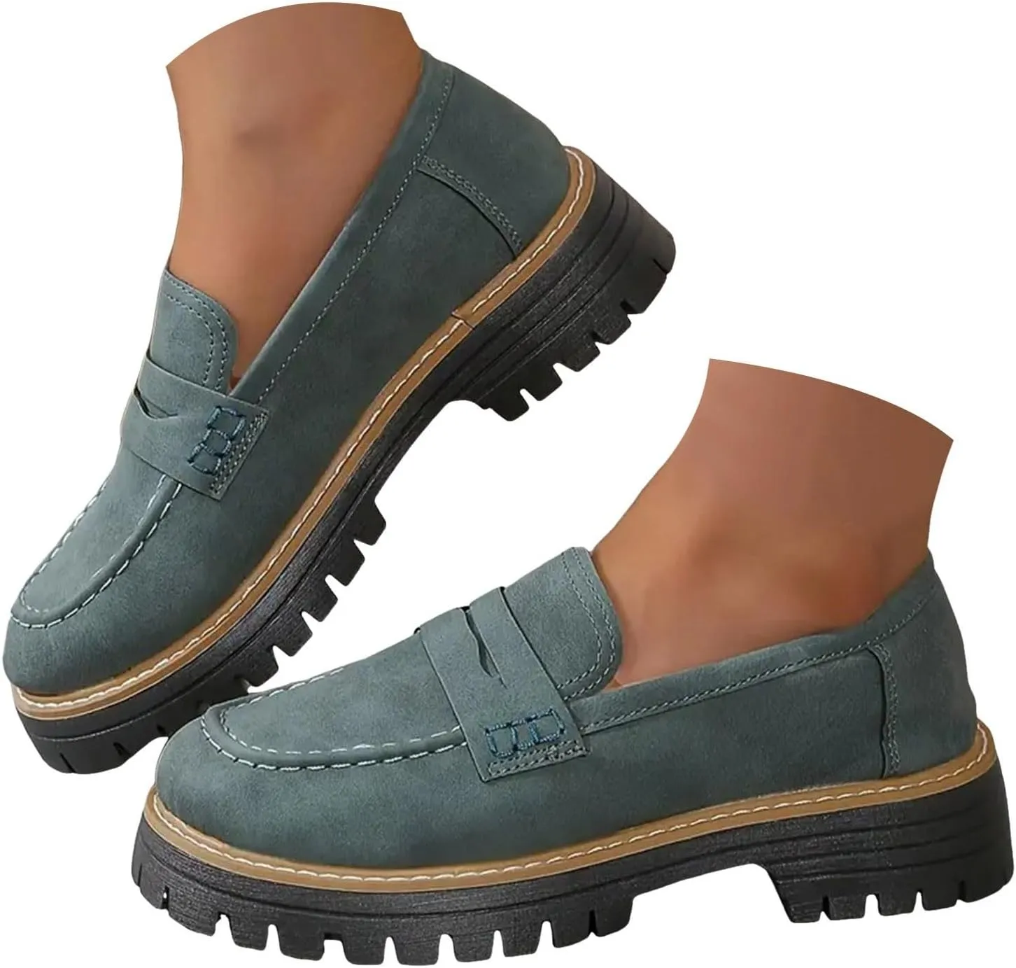 Orthoture-Orthopedic Platform Loafers Women's Slip on Penny Shoes Comfy Suede Platform Chunky Moccasin Shoes