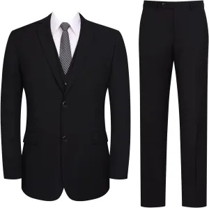 P&L Men's 3 Piece Slim Fit Suit Set Two Buttons Solid Office Jacket Vest Pants Dress Suit