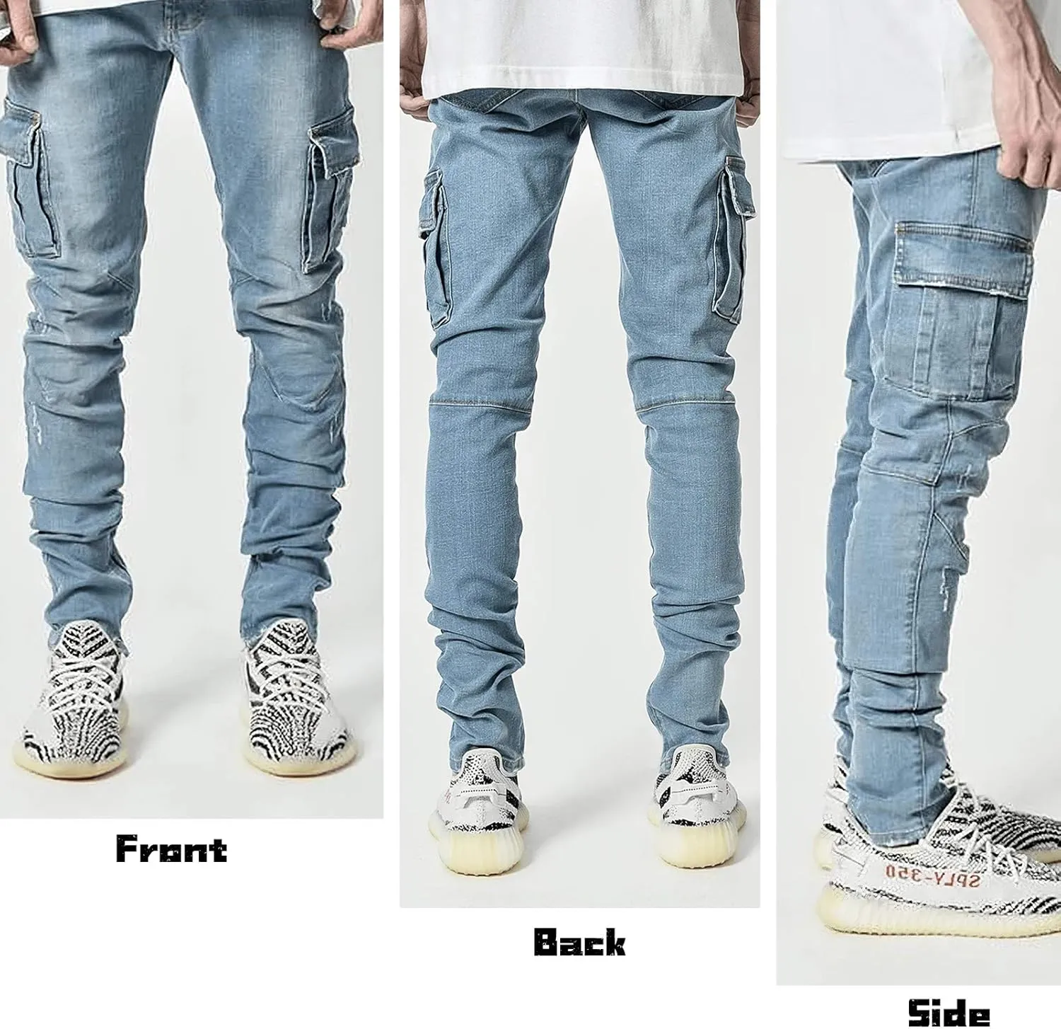 Pantete Mens Slim Fit Jeans 7 Pockets Stretch Skinny Denim Pencil Pants Nova Fashion