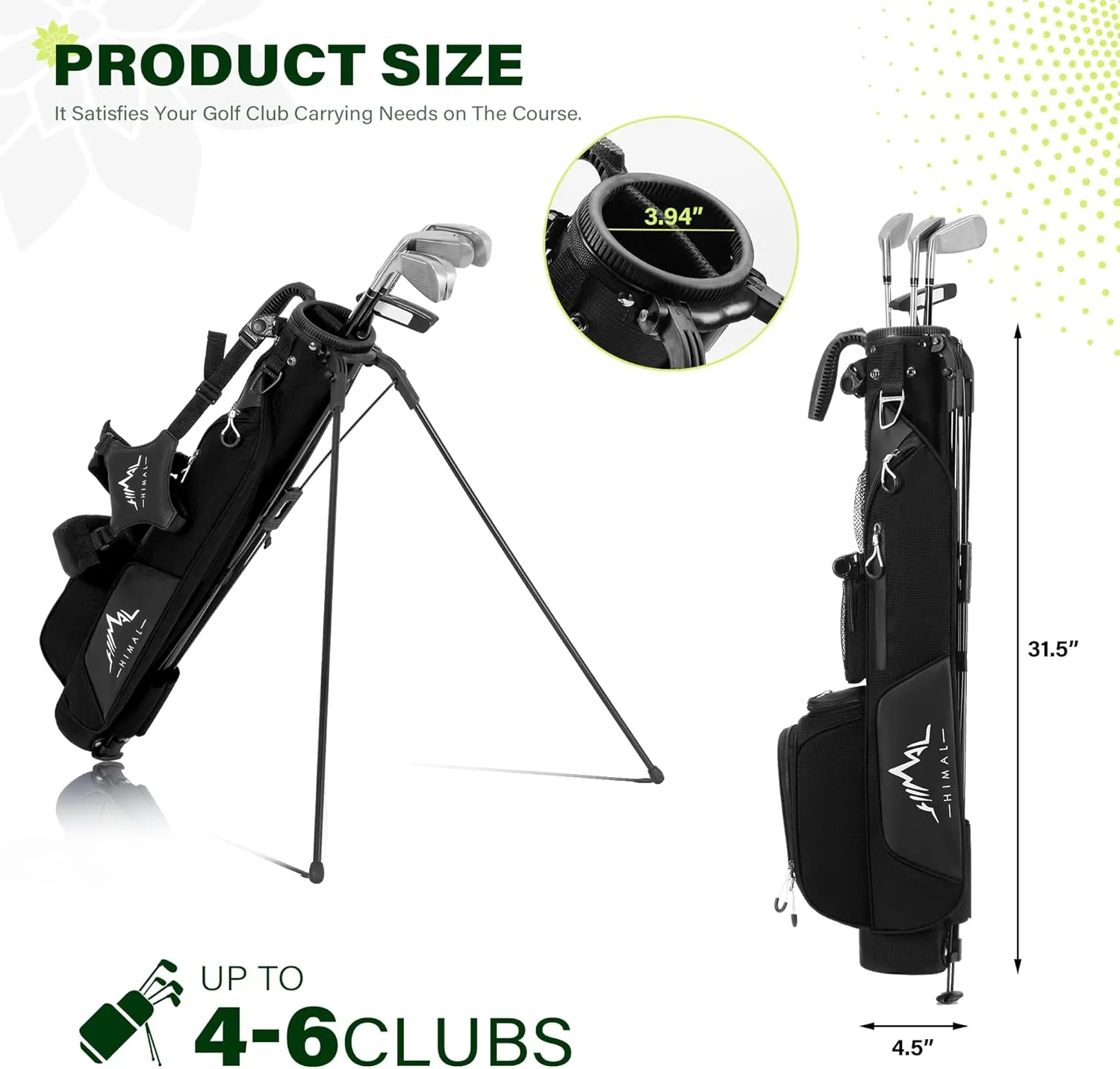 Par 3 Golf Bag Small Lightweight with Dual Shoulder Straps – Pitch n Putt Golf Bag Easy to Carry and Durable for Men/Women– 31.5 inches Tall