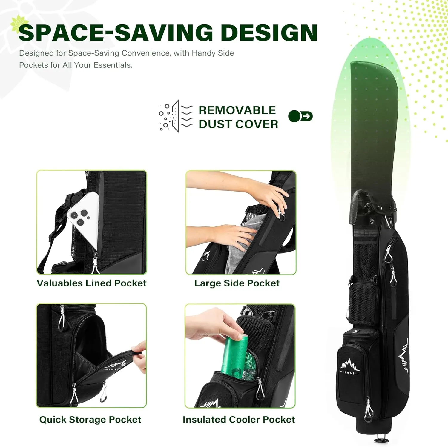 Par 3 Golf Bag Small Lightweight with Dual Shoulder Straps – Pitch n Putt Golf Bag Easy to Carry and Durable for Men/Women– 31.5 inches Tall