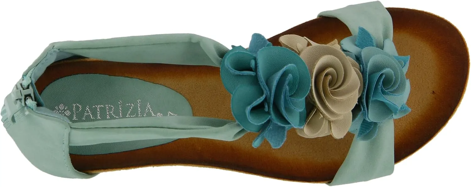 PATRIZIA Women's HARLEQUIN Ankle Strap T-Strap Wedge Sandals - Floral Design, Cushioned Insole, Back Zipper