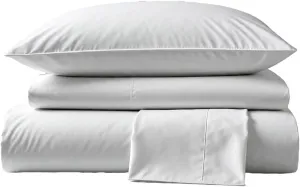 Peru Pima, Twin XL Size Bed Sheets Set, 3 Piece Bedding, 415 Thread Count, Breathable & Cooling Sheets, Percale, 100% Peruvian Pima Cotton, White Color