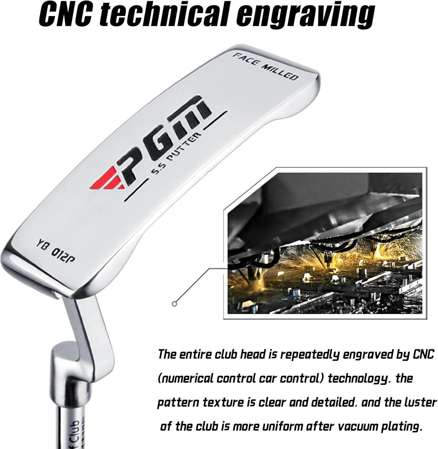 PGM Men's Left-Handed Putter - 950 Steel Shaft, Stainless Steel Head - Easy Flop Shots