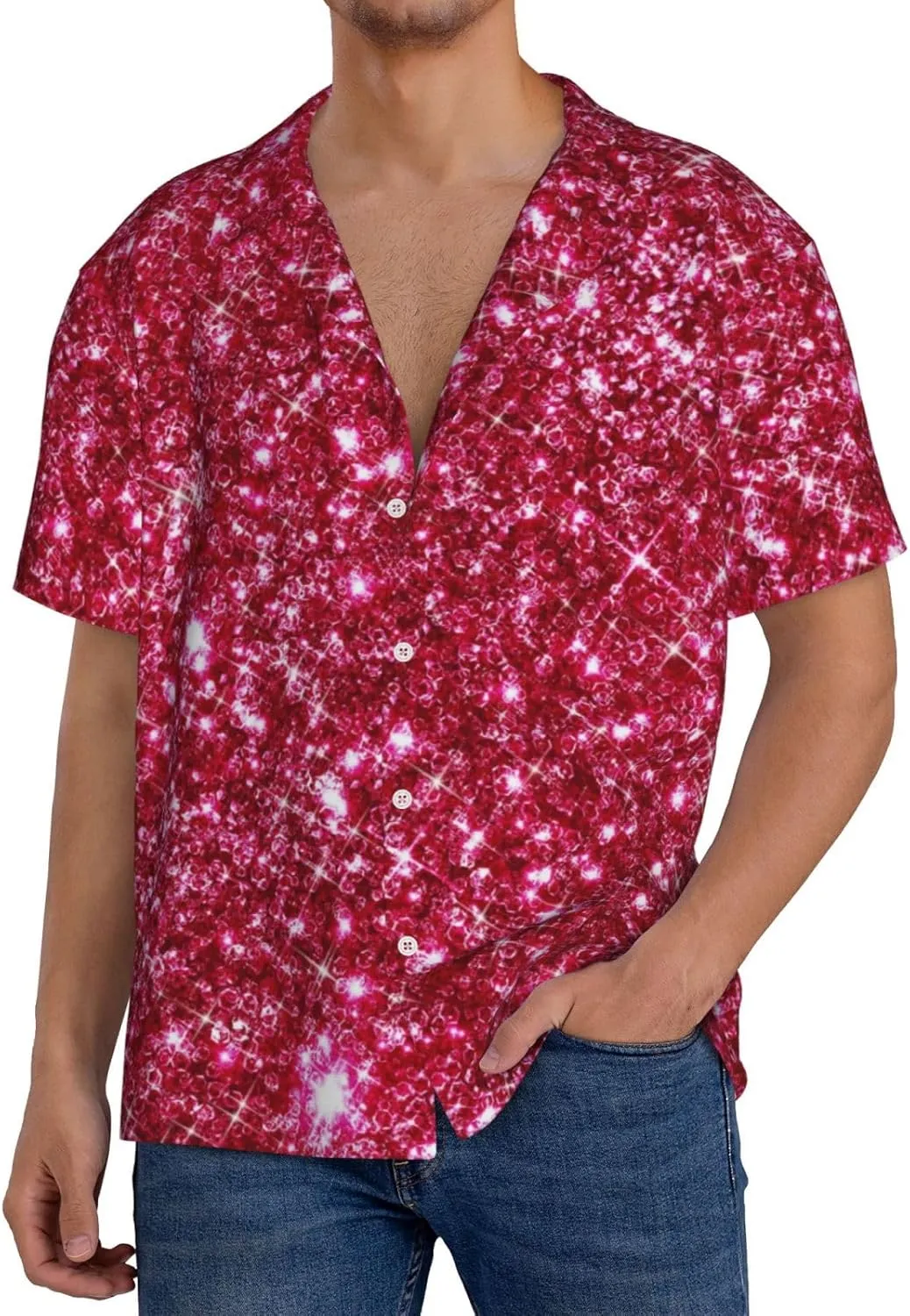 Pink Glitter for Wrinkle Moisture-Wicking Eco Fabric Modern Slim Fit for Casual Office
