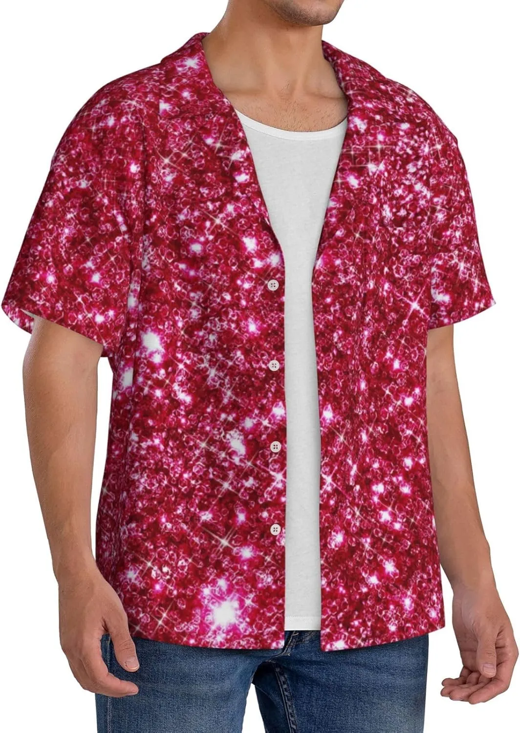 Pink Glitter for Wrinkle Moisture-Wicking Eco Fabric Modern Slim Fit for Casual Office