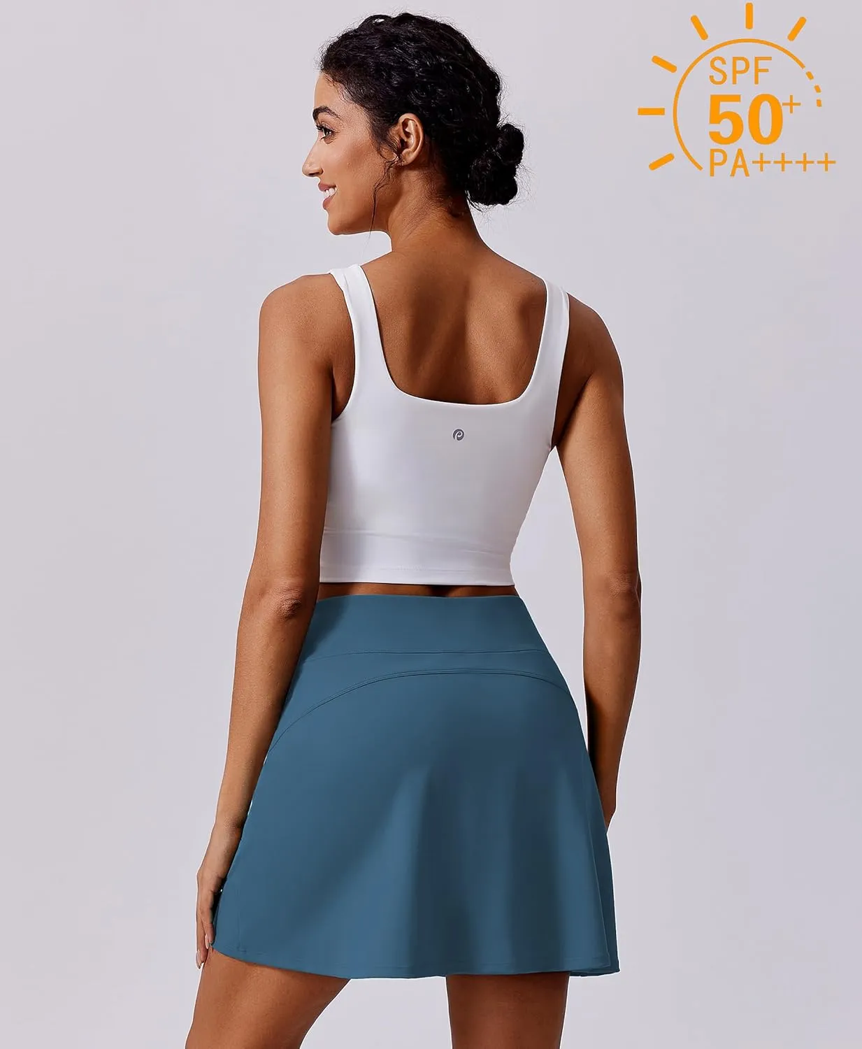 PINSPARK 18" Golf Skorts for Woman High Waisted Tennis Skirt UPF 50  Athletic Skort Skirts with 4 Pockets Workout Pickleball