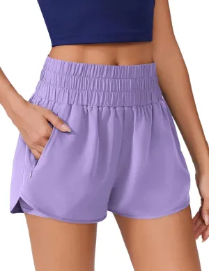 PINSPARK Running Shorts for Women Quick Dry High Waisted Athletic Short 2 in 1 Workout Gym Shorts with Zipper Pockets