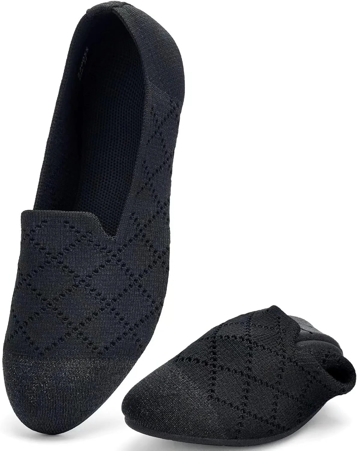 poemlady Women’s Ballet Flat Shoes Dress Shoes Knit Round Toe Slip On Ballerina Walking Flats Shoes for Woman Low Wedge Casual
