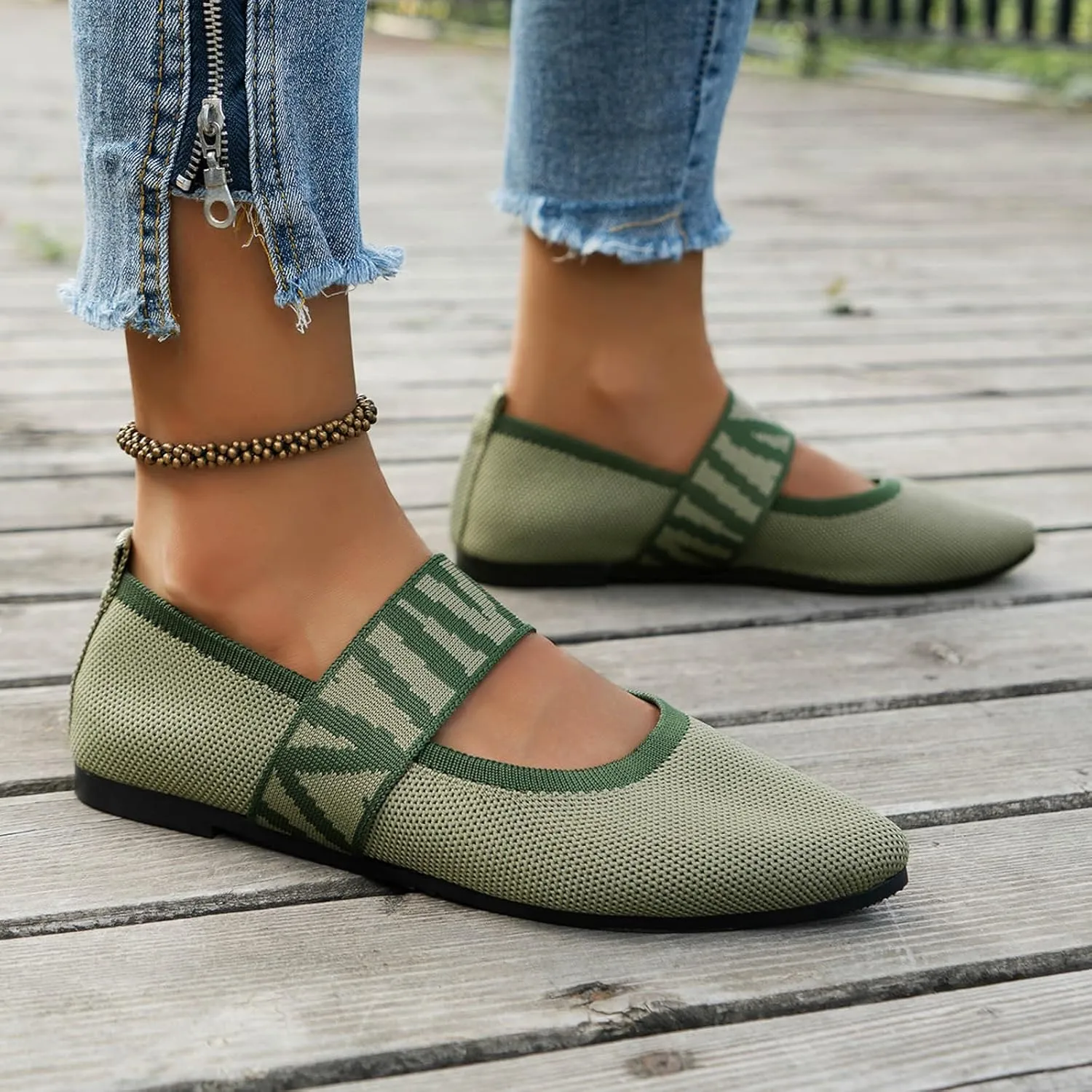 Pointed Toe Flats for Women Knit Ballet Flats Ladies Slip on Work Shoes Business Casul Loafers Comfort Office Shoes