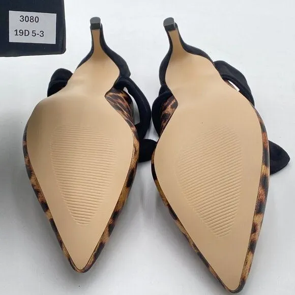 Pointed Toe Slip On Mules with Bow, Low Kitten Heel Backless Burnished Dress