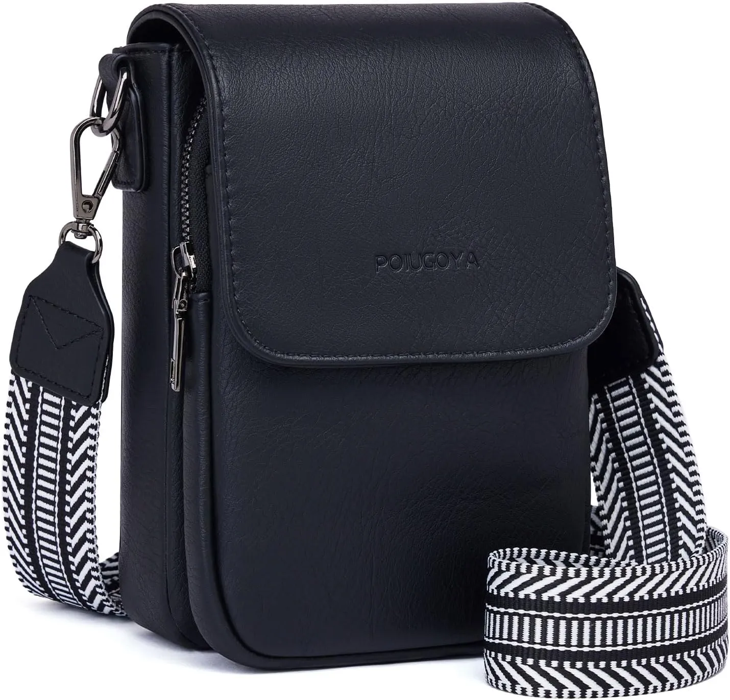 POIUGOYA Small Crossbody Bags for Women Trendy,Leather Triple Compartment Cell Phone Crossbody Wallet Purses with Card Slots