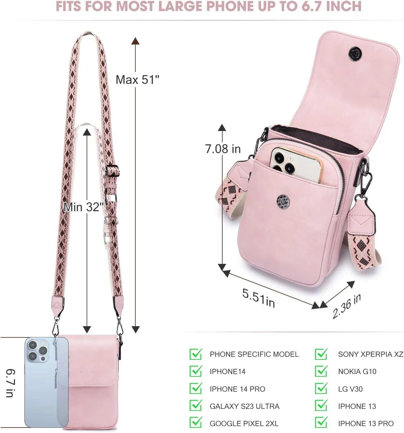 POIUGOYA Small Crossbody Bags for Women Trendy,Leather Triple Compartment Cell Phone Crossbody Wallet Purses with Card Slots