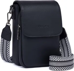POIUGOYA Small Crossbody Bags for Women Trendy,Leather Triple Compartment Cell Phone Crossbody Wallet Purses with Card Slots