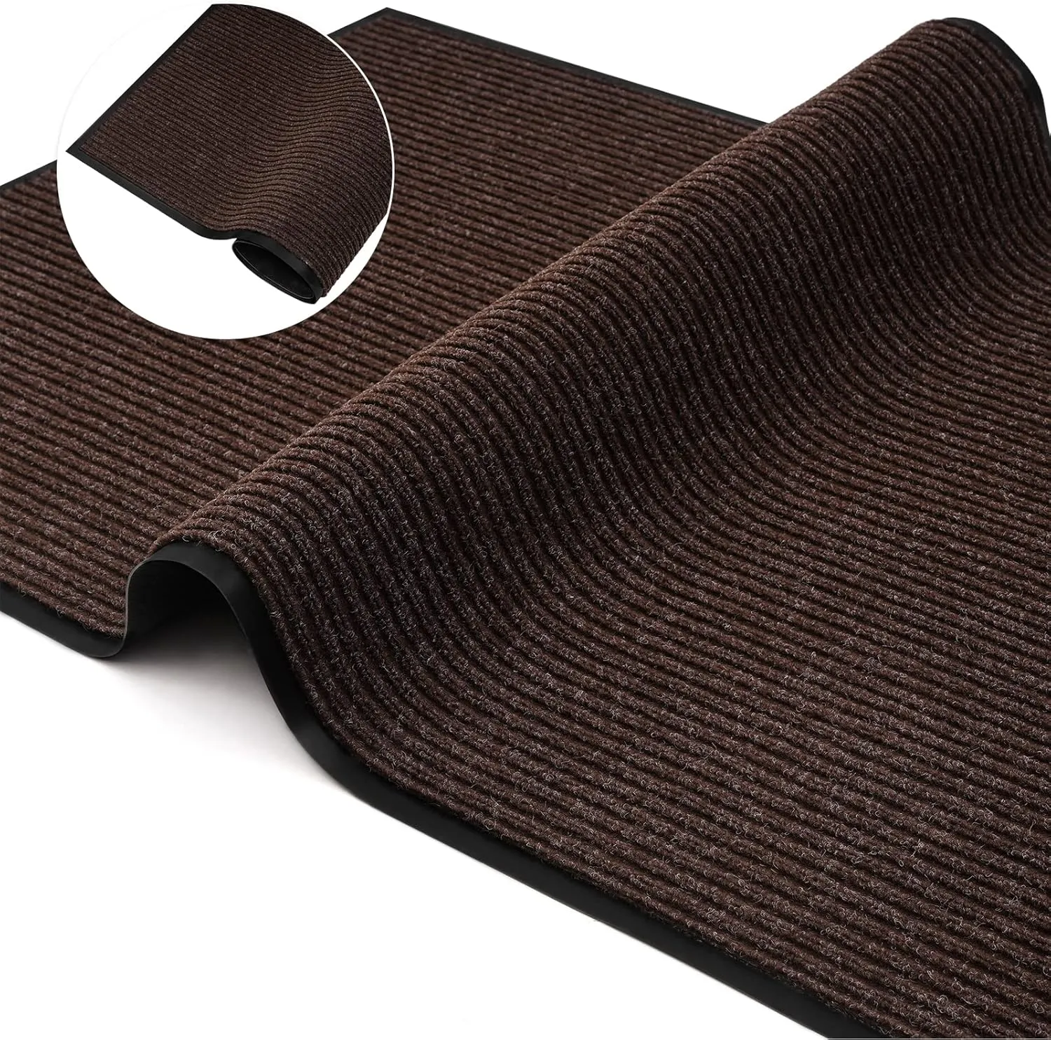 Profile Rubber Door Mat, 47x31inch, Heavy Duty, Entrance Doormat, Indoor and Outdoor, Waterproof, Easy Clean Shoe Scraper, Home Rug Welcome Mats for Entryway, Patio, Porch, Brown
