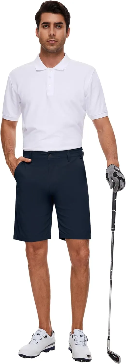 PULI Men's Golf Shorts Stretch Casual Dress 10 Inch Inseam Lightweight Quick Dry Waterproof Hiking Shorts with Pockets