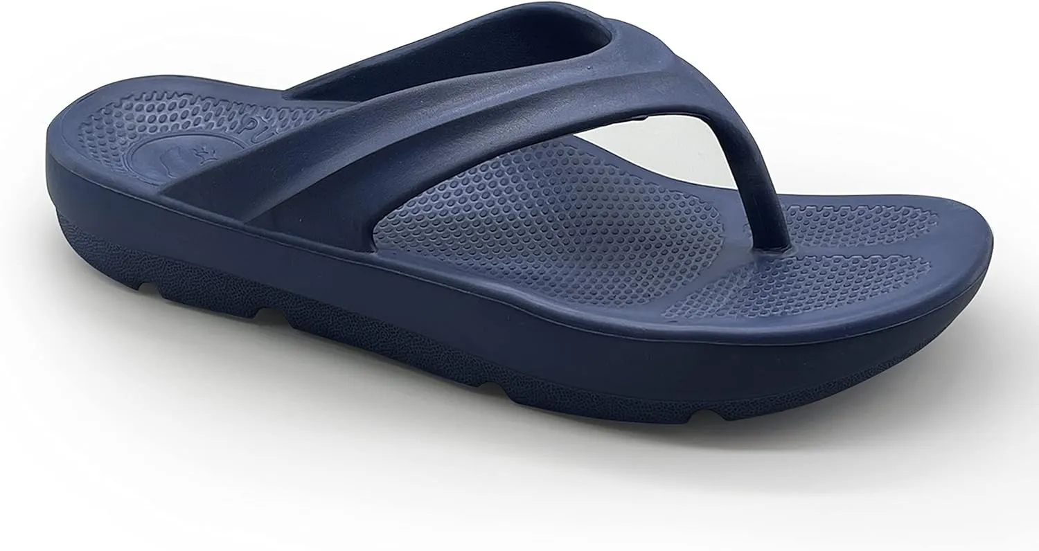 Pure Stride Therapeutic Flip Flops, Orthotic Thong Sandals for Plantar Fasciitis, Metatarsal and Heel Spurs, Feet Pain Relief and Arch Support - Navy, Men’s Size 9/Women’s Size 10