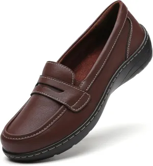 QAE Loafers for Women Comfort Orthopedic Slip On Penny Loafers Women's Flat Shoes for Casual Walking Dress Work Business