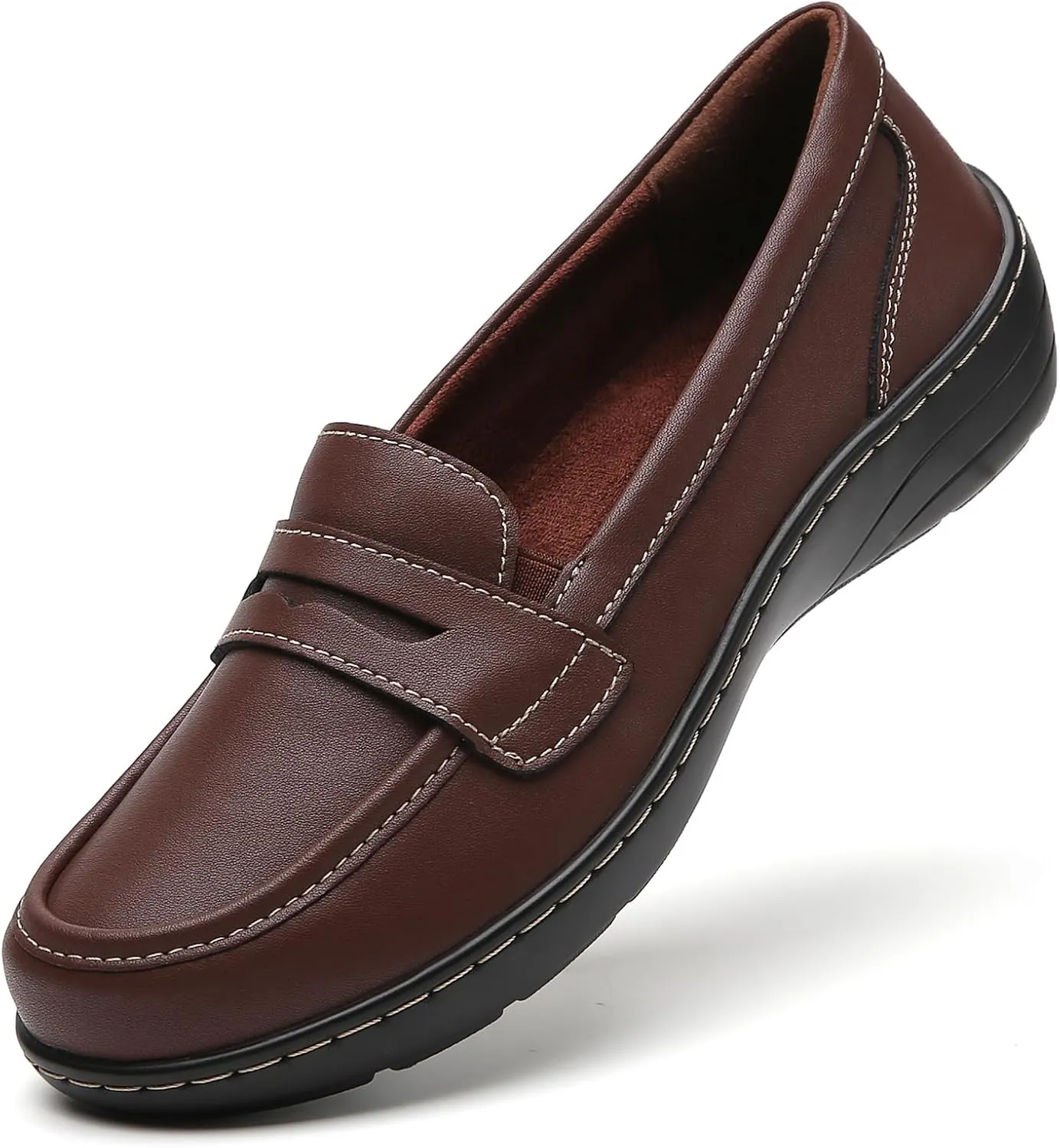 QAE Loafers for Women Comfort Orthopedic Slip On Penny Loafers Women's Flat Shoes for Casual Walking Dress Work Business