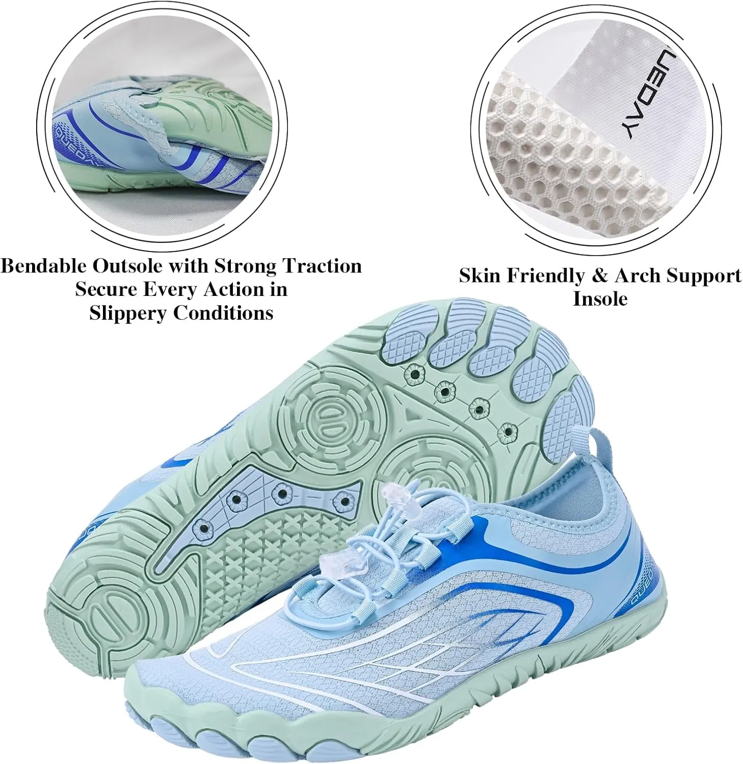 Queday Water Shoes for Women Men Quick Dry Barefoot Shoes Athletic Lightweight Sports Aqua Socks Outdoor Swim Hiking Diving Surf Fishing Walking Kayaking
