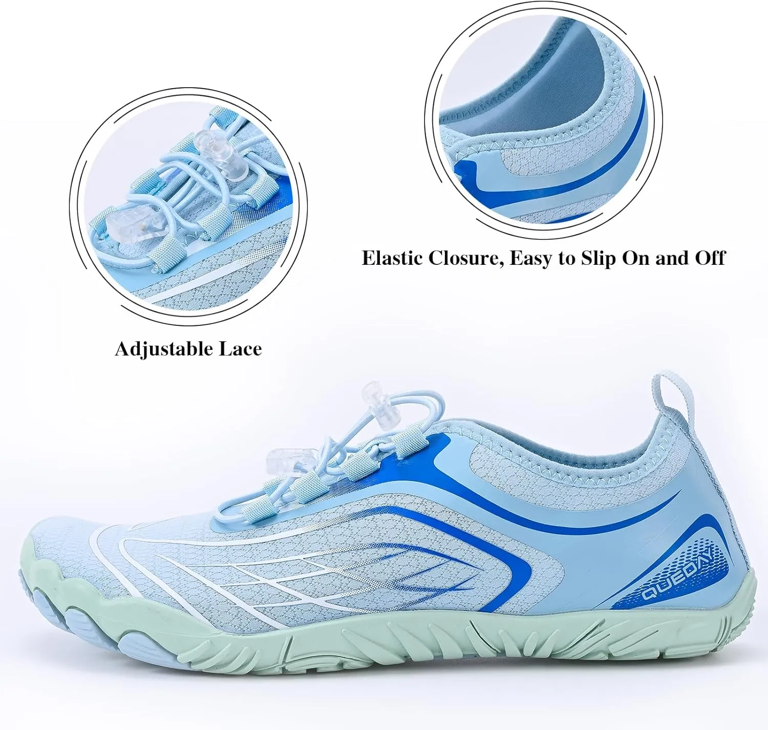 Queday Water Shoes for Women Men Quick Dry Barefoot Shoes Athletic Lightweight Sports Aqua Socks Outdoor Swim Hiking Diving Surf Fishing Walking Kayaking