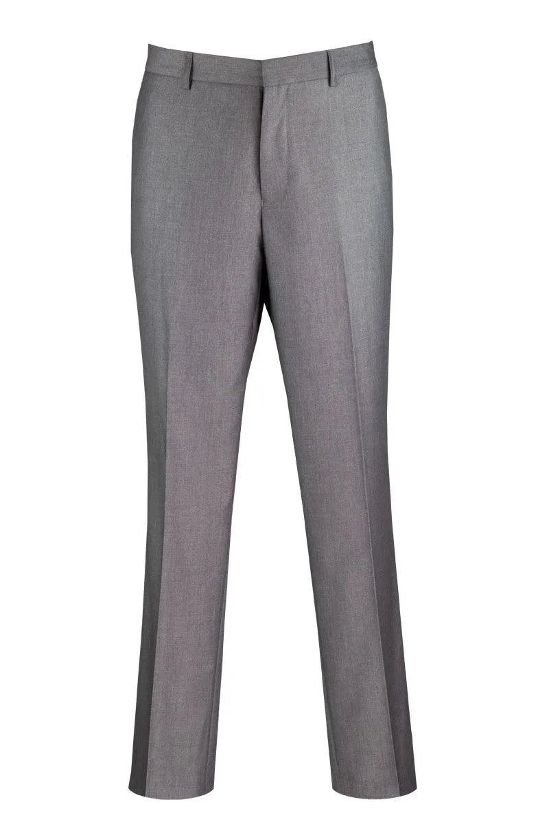"Grey Wool-Feel Dress Pants - Vinci Modern Fit for Men"
