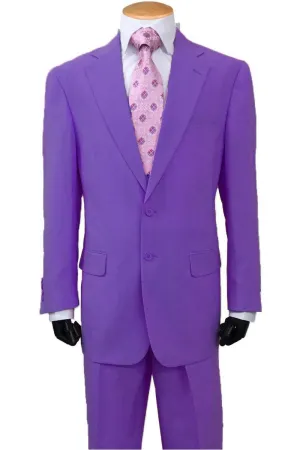 "Purple Fortino Landi Basic Suit: Mens 2-Btn Slim Poplin"
