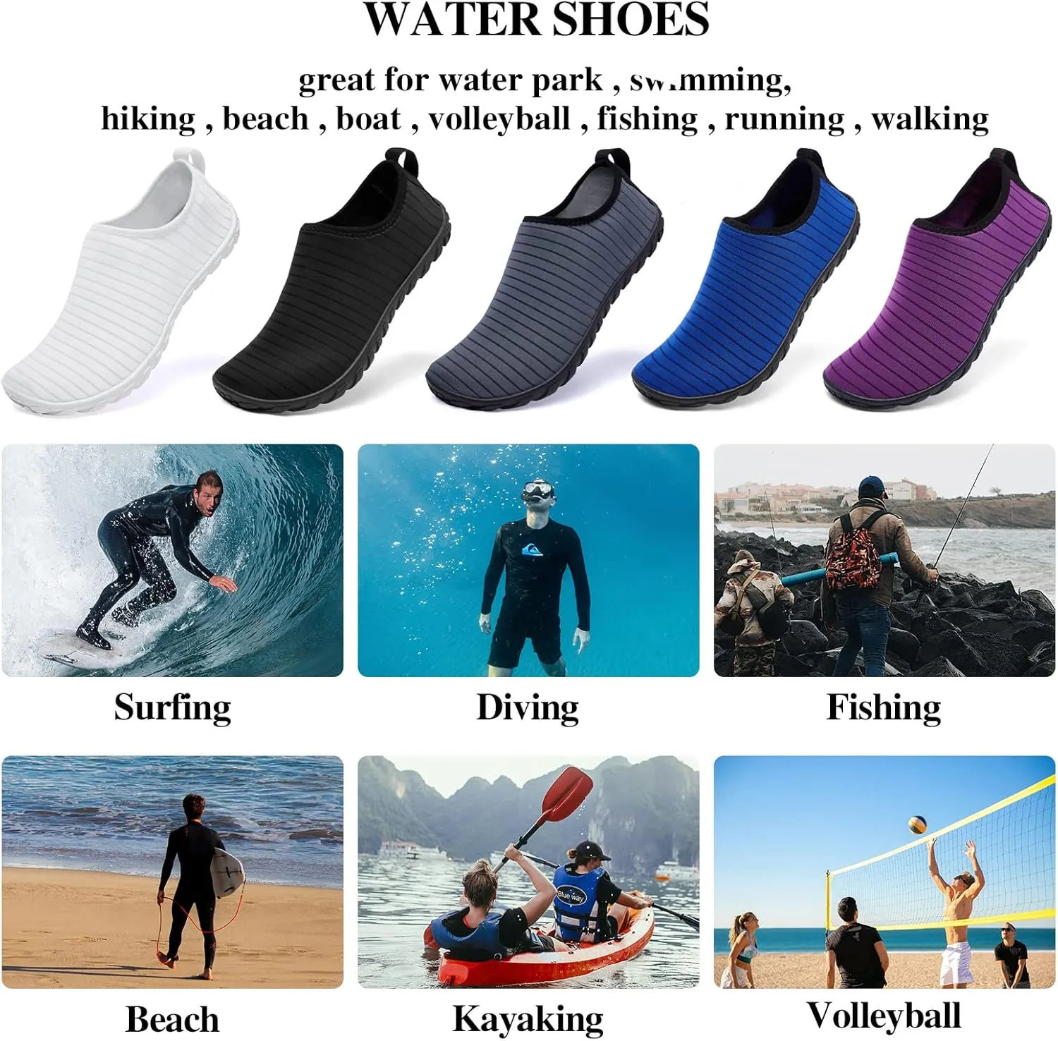 Racqua Men's Women's Water Shoes Barefoot Shoes Swim Shoes Quick Dry Beach Shoes Anti-Slip Aqua Shoes