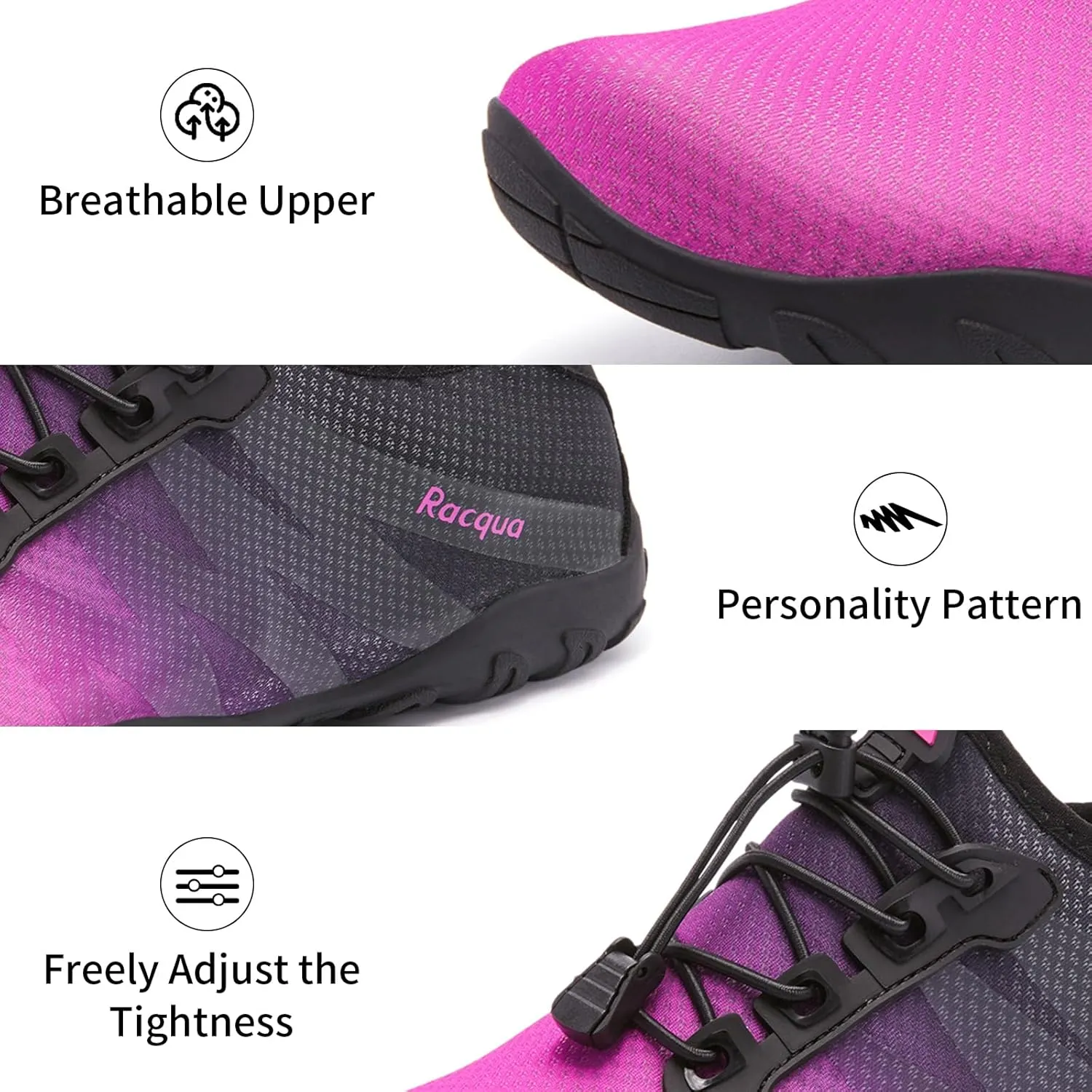 Racqua Water Shoes Men Women Quick Dry Gradient Colors Barefoot Aqua Athletic Sports Swim Surf Beach Shoes
