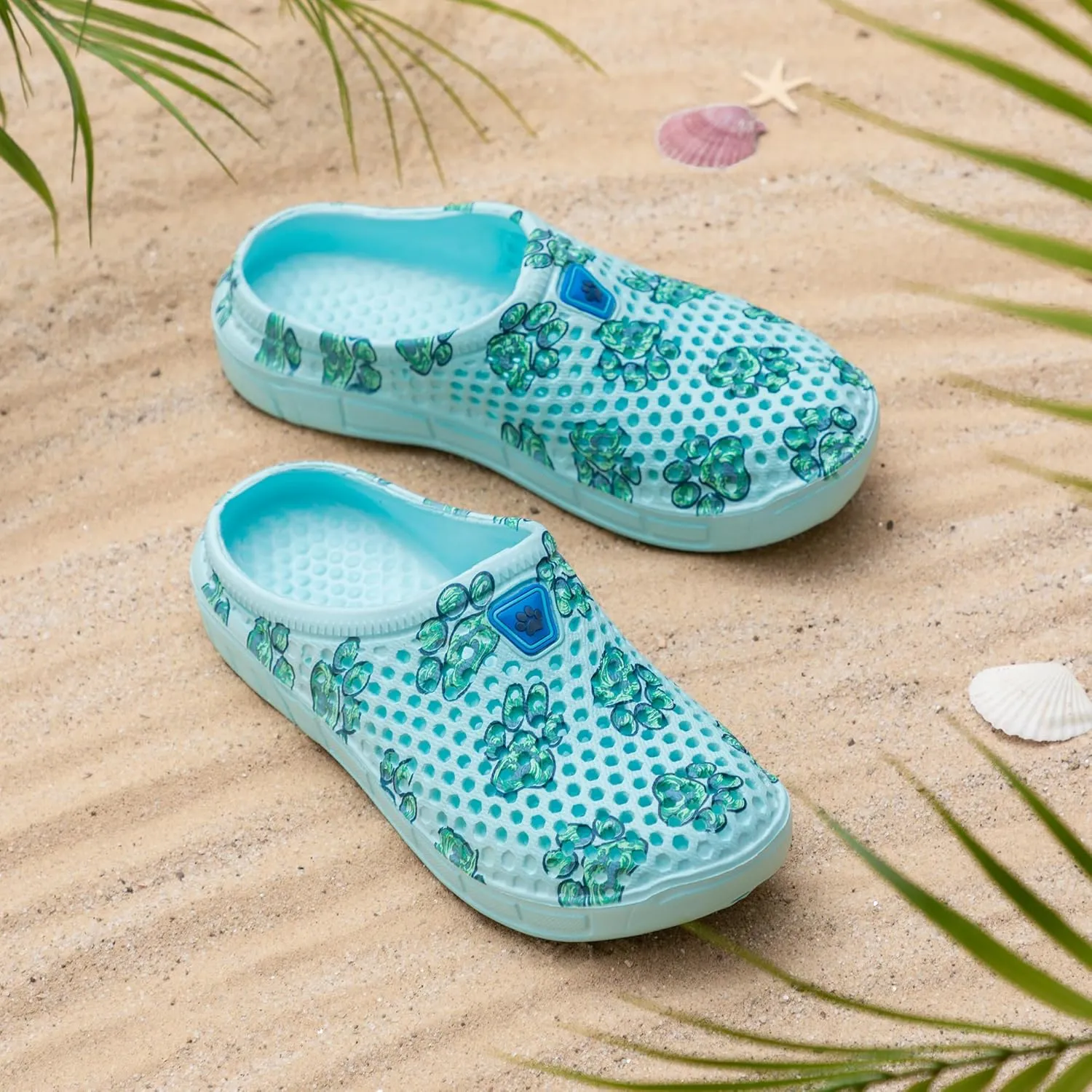 Rainbow Paw Clogs Lightweight Slip On Breathable EVA Water Friendly Quick Dry Durable Animal Lover Shoes Gifts for Women Mom Ladies