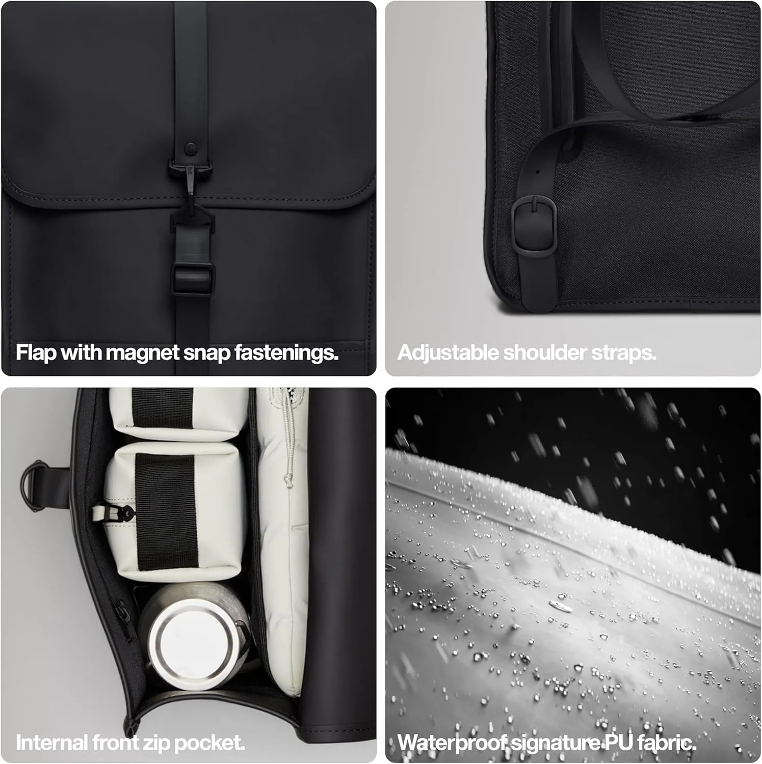 RAINS Backpack - Navy Waterproof Slim Backpack for Men and Women - 15 Inch Laptop Compartment, Flap Closure, Water Resistant & Water Repellent - 2 Year Warranty