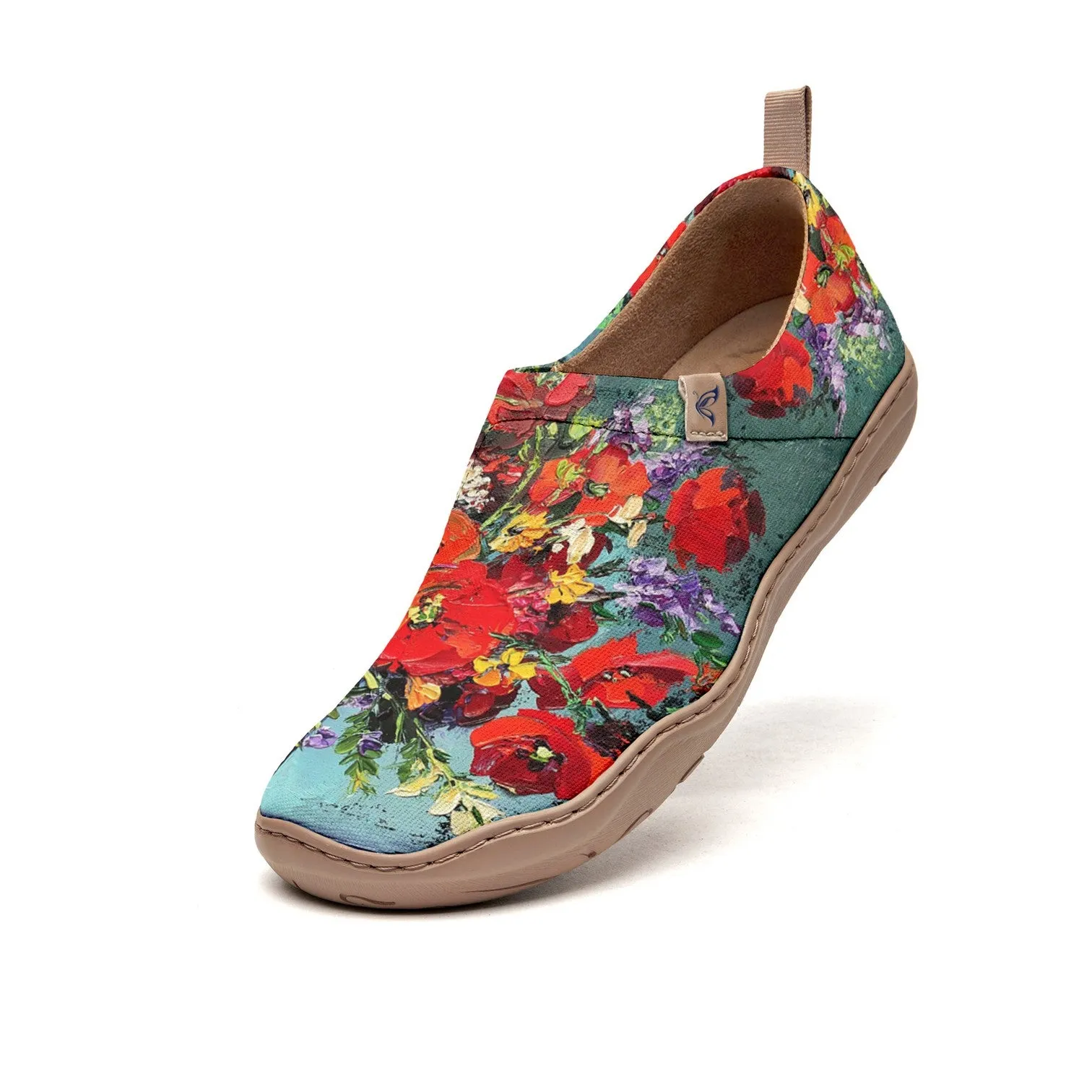 Red Oil Painting Flowers Slip-On