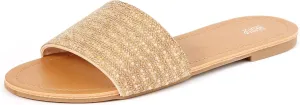 REDTOP Women's Rhinestone Sandals Slide Glitter Bling Casual Sandal Flat Open Toe Sparkle Slides