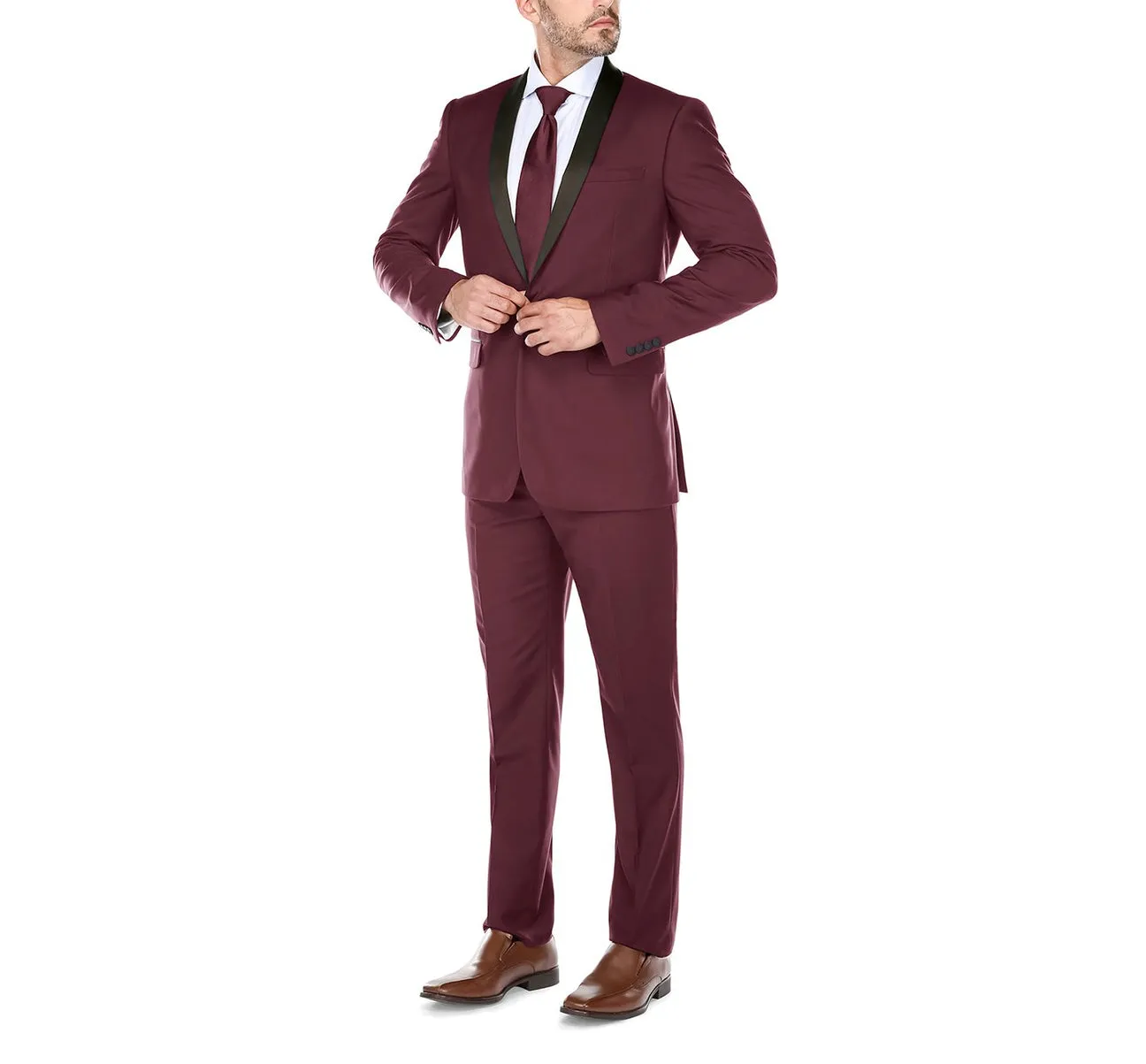Renoir 201-8  Slim Fit 2-Piece Shawl Lapel Slim Fit Tuxedo Suit