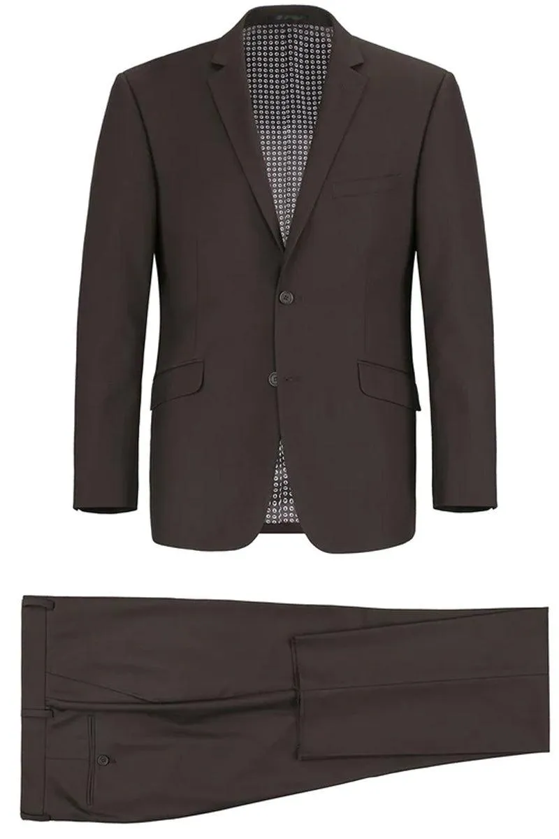Renoir Men's Brown Slim Fit Two-Button Suit
