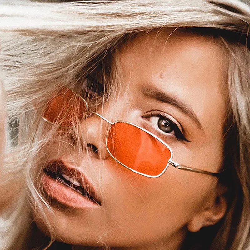 Retro 1990's Small Rectangle Color Tone Metal Sunglasses C708
