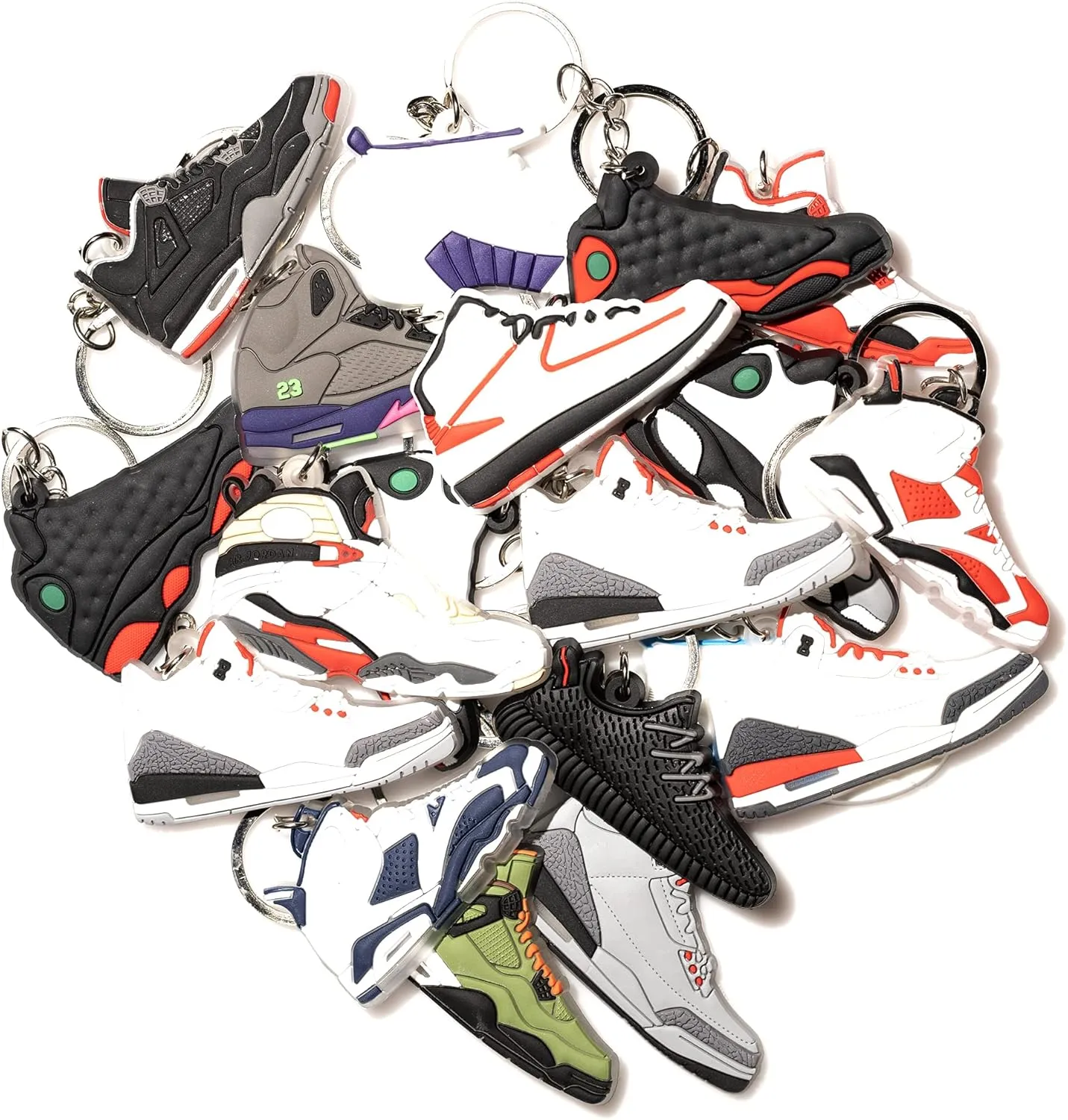 Retro Shoe Rubber Sneaker Key chains Birthday Party Mystery Goodie Bag Prizes (Random Pack of 10)