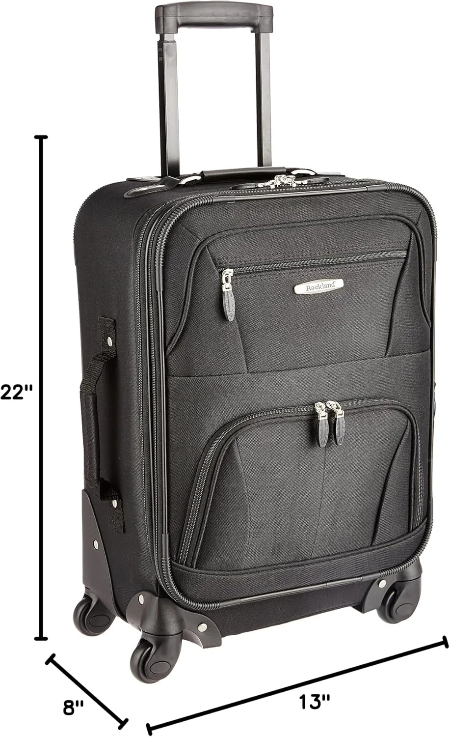 Rockland Expandable Spinner Carry On, Black, 19-Inch